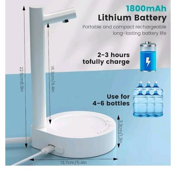 Water Dispenser for 5 Gallon Bottle Smart 7 Levels Desktop Water Jug USB Charged - Picture 6 of 7